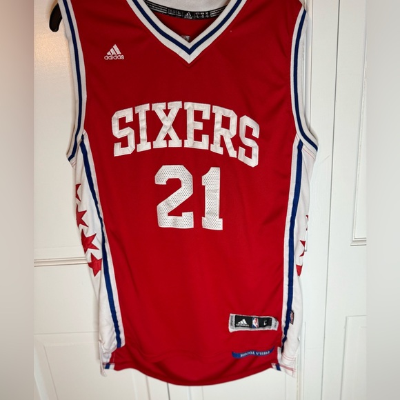 Joel Embiid Philadelphia Sixers 76ers Red ￼ Jersey MVP - Picture 1 of 2